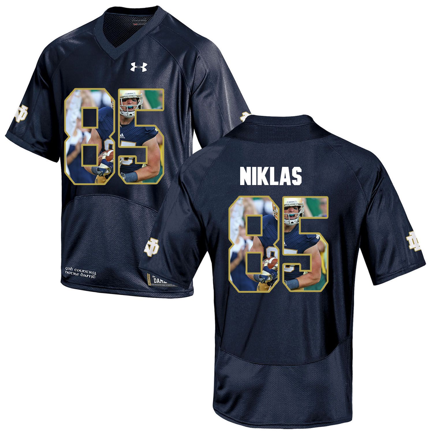 Men Norte Dame Fighting Irish #85 Niklas Navy Blue Fashion Edition Customized NCAA Jerseys->customized ncaa jersey->Custom Jersey